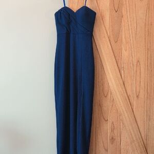 Elegant Navy Blue Spaghetti Strap Dress